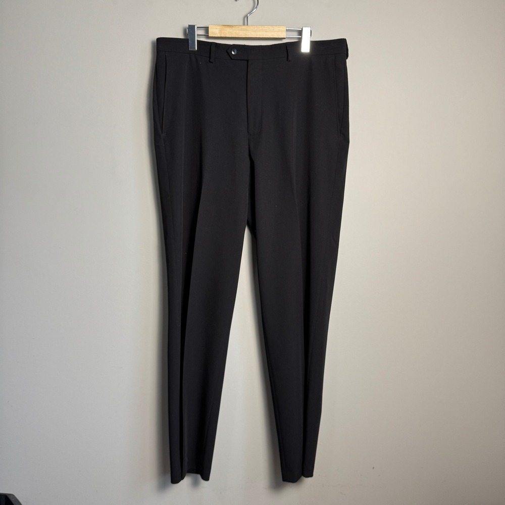 Haggar Mens Casual‎ Dress Pants Black 36x32 Flat Front Office Business Formal